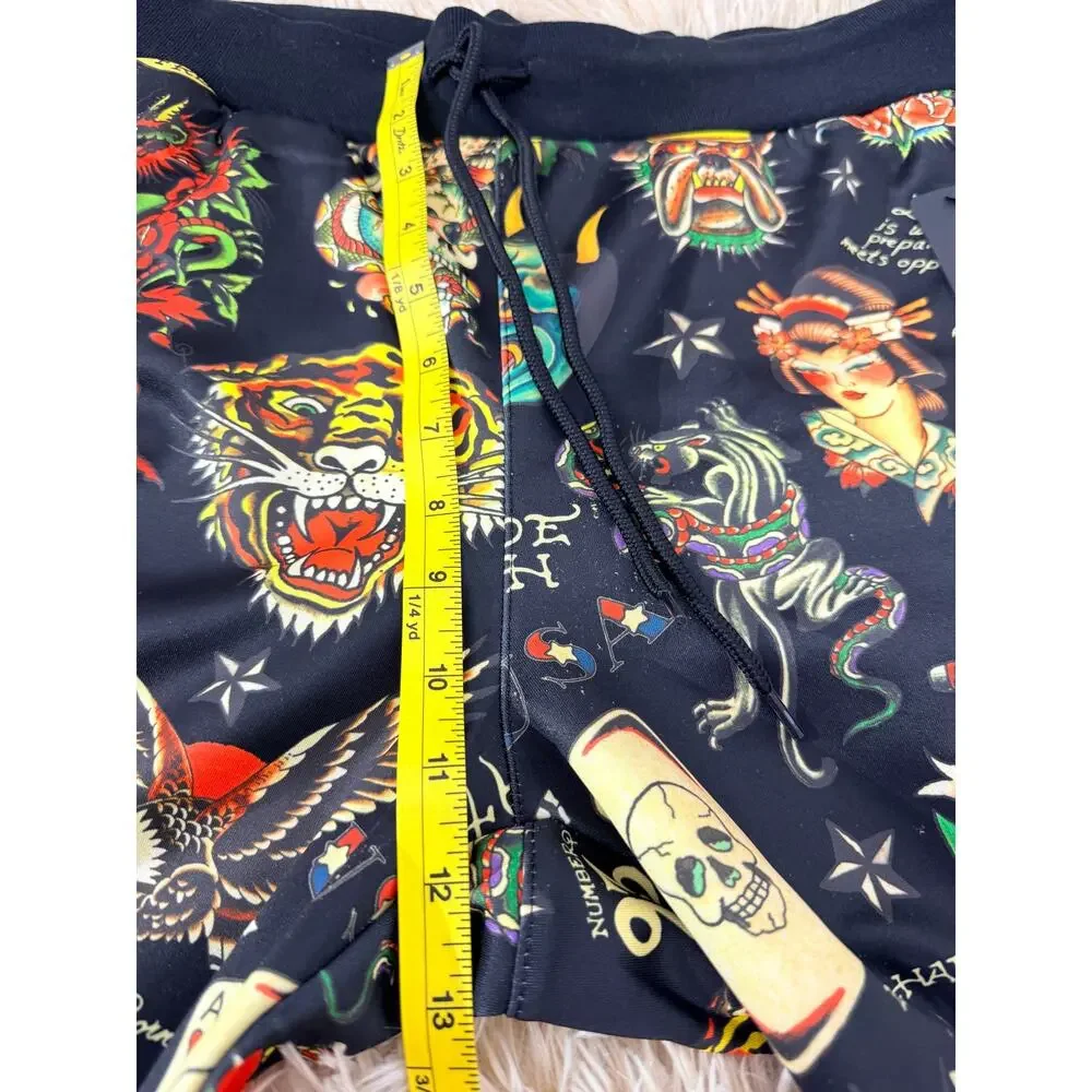 Ed Hardy Tattoo Print Jogger Pants Unisex Large NWT Black Streetwear Lounge - Picture 6 of 12